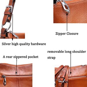 HESHE Genuine Leather Purses for Women Handbags Crossbody Bags Top Handle Tote Shoulder Bag Satchel Purses (Sorrel-NEW)