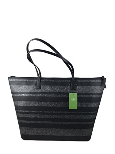 Kate Spade Haven Lane Large Hani Tote (Black/Glitter Stripes)