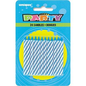 unique stripes party candles, 2.5″, blue