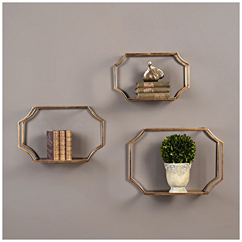 Uttermost Lindee Antiqued Gold Leaf 3-Piece Wall Shelves Set