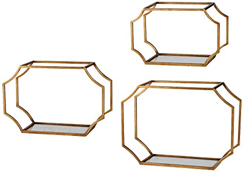 Uttermost Lindee Antiqued Gold Leaf 3-Piece Wall Shelves Set