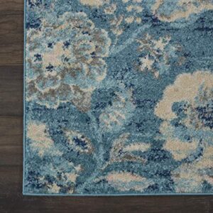 Nourison Tranquil Floral Turquoise 2' x 4' Area -Rug, Easy -Cleaning, Non Shedding, Bed Room, Living Room, Dining Room, Kitchen (2x4)