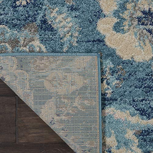 Nourison Tranquil Floral Turquoise 2' x 4' Area -Rug, Easy -Cleaning, Non Shedding, Bed Room, Living Room, Dining Room, Kitchen (2x4)