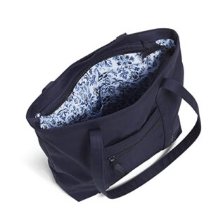 Vera Bradley Women's Cotton Small Vera Tote Bag, Classic Navy - Recycled Cotton, One Size