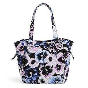 vera bradley women’s cotton glenna satchel purse, plum pansies – recycled cotton, one size