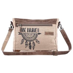 SIXTEASE Womens Shoulder Bag Vintage Style Shoulder Bags for Women - Made with Genuine Leather, Upcycled Canvas, or Hair On - Handmade, Adjustable Strap, Brass and Zinc Hardware - Be Brave