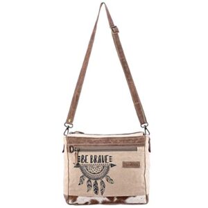 SIXTEASE Womens Shoulder Bag Vintage Style Shoulder Bags for Women - Made with Genuine Leather, Upcycled Canvas, or Hair On - Handmade, Adjustable Strap, Brass and Zinc Hardware - Be Brave