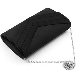 Milisente Clutch Purse for Women, Suede Envelope Evening Purses Crossbody Shoulder Clutch Bag (Black)