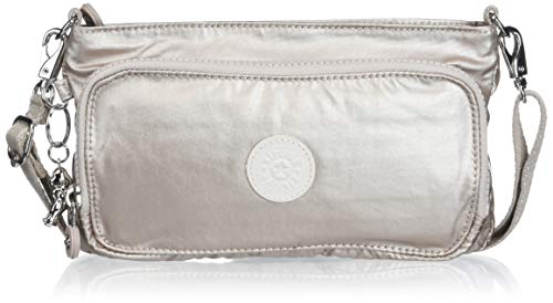 Kipling Women's Myrte Crossbody Handbag, Convertible Purse, Nylon Clutch and Waist Bag, Metallic Glow