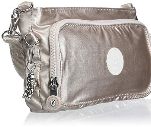 Kipling Women's Myrte Crossbody Handbag, Convertible Purse, Nylon Clutch and Waist Bag, Metallic Glow