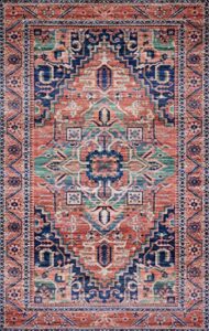 justina blakeney x loloi cielo collection cie-06 coral / multi transitional 2′-6″ x 7′-6″ runner rug