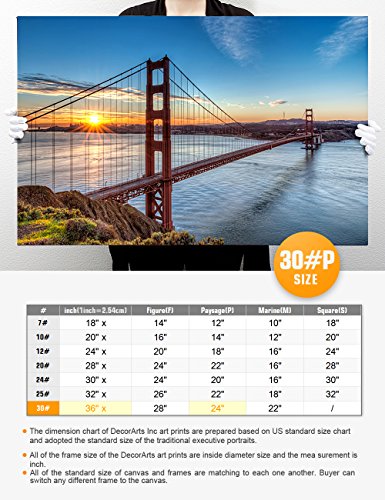 DECORARTS - Golden Gate Bridge, San Francisco, Califonia. Giclee Canvas Prints for Wall Decor. 36x24x1.5