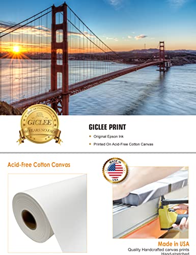 DECORARTS - Golden Gate Bridge, San Francisco, Califonia. Giclee Canvas Prints for Wall Decor. 36x24x1.5