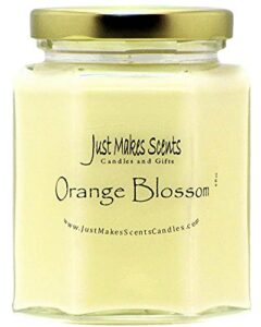 orange blossom scented blended soy candle | strong spring floral fragrance | hand poured in the usa by just makes scents (8 oz)