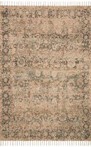 justina blakeney x loloi cornelia collection cor-01 natural / teal transitional 2′-3″ x 3′-9″ accent rug