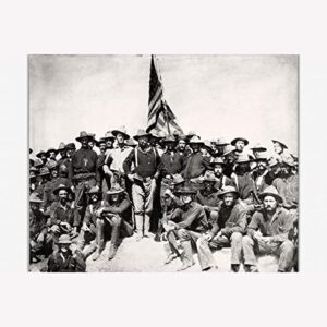 history prints teddy roosevelt & the rough riders – spanish-american war poster – 16 x 24 inches