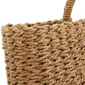 Summer Rattan Bag for Women Straw Hand-woven Top-handle Handbag Beach Sea Straw Rattan Tote Clutch Bags (Coyote brown)