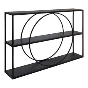 kate and laurel geometric pirzada wall shelf, 36″ x 24″, black, modern wall storage