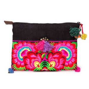 changnoi fair trade thai artisan boho clutch bag/ipad holder tribal hmong embroidered