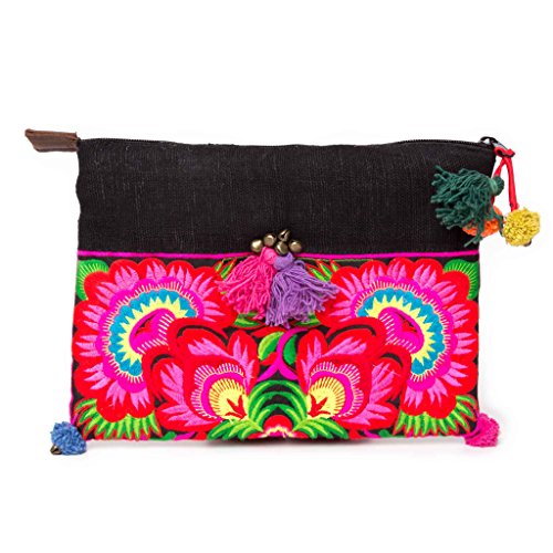 changnoi Fair Trade Thai Artisan Boho Clutch Bag/Ipad Holder Tribal Hmong Embroidered