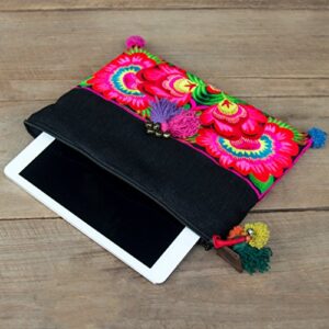 changnoi Fair Trade Thai Artisan Boho Clutch Bag/Ipad Holder Tribal Hmong Embroidered