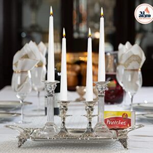 Classic White Taper Candles - 10 Inch – 30 Bulk Pack – for Shabbat, Dinner Tables, Restaurants, Ceremonies and Emergency - 8 Hour Burn Time