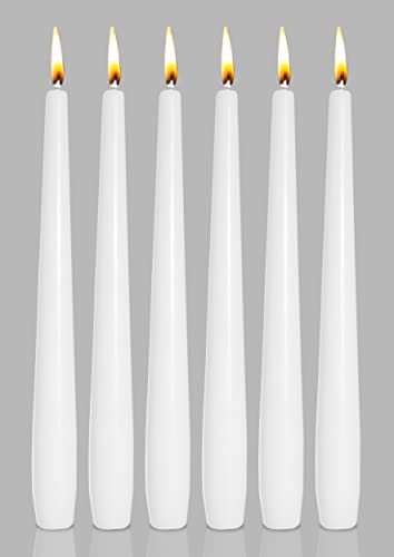 Classic White Taper Candles - 10 Inch – 30 Bulk Pack – for Shabbat, Dinner Tables, Restaurants, Ceremonies and Emergency - 8 Hour Burn Time