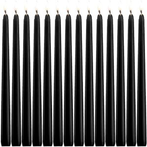 yih 14 pcs unscented black taper candle | hand poured wax candles 10″ x 7/8″ | for home décor, wedding receptions, baby showers, birthdays, celebrations, party favors