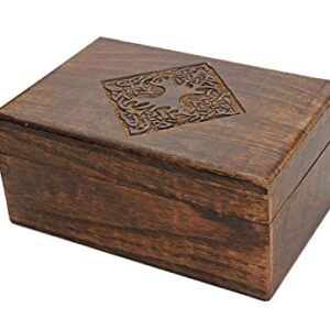 NIRMAN Handmade Wooden Jewellery Trinket Box Keepsake Storage Organizer with Hand Carved Celtic Design