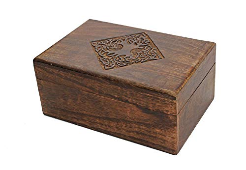 NIRMAN Handmade Wooden Jewellery Trinket Box Keepsake Storage Organizer with Hand Carved Celtic Design