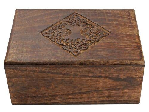 NIRMAN Handmade Wooden Jewellery Trinket Box Keepsake Storage Organizer with Hand Carved Celtic Design