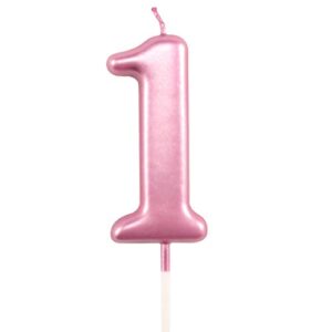 1st birthday candle first year pink happy birthday number one candles for cake topper decoration for party kids adults numeral 1 10 100 11 21 16 14 12 18 13 11 91