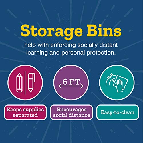 Really Good Stuff Large Plastic Labeled Book & Organizer Bin, Classroom Organizing Baskets, Divided Containers for Books & Supplies, Label Holders, Organize School & Home, Primary Colors 4 pk