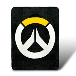 overwatch fleece blanket – licensed blizzard merchandise – novelty bedding accessories – cool office and home decor – unique gaming gift for birthdays, holidays, house warming parties