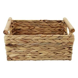 storage basket made by water hyacinth with wood handles, arts and crafts. (medium)