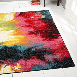 home dynamix splash mondrian area rug 5’2″x7’2″, abstract black/blue/pink/yellow