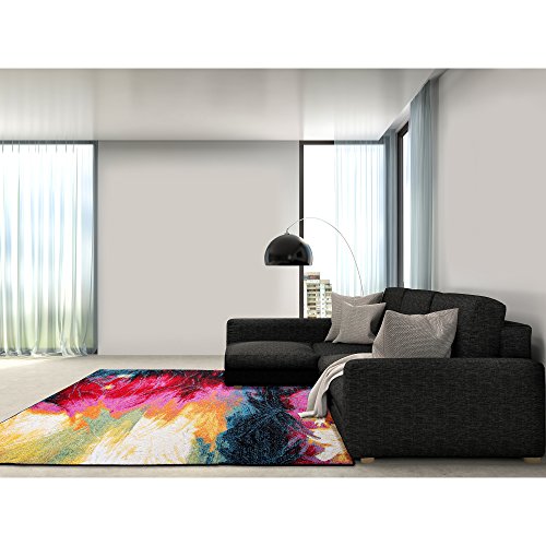 Home Dynamix Splash Mondrian Area Rug 5'2"x7'2", Abstract Black/Blue/Pink/Yellow