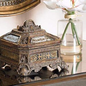 Kensington Hill Florentine 5 3/4" Wide Antique Gold Mirrored Jewelry Box