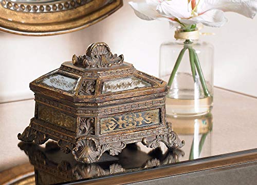 Kensington Hill Florentine 5 3/4" Wide Antique Gold Mirrored Jewelry Box