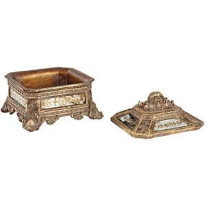 Kensington Hill Florentine 5 3/4" Wide Antique Gold Mirrored Jewelry Box