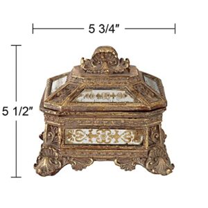 Kensington Hill Florentine 5 3/4" Wide Antique Gold Mirrored Jewelry Box