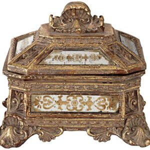 Kensington Hill Florentine 5 3/4" Wide Antique Gold Mirrored Jewelry Box