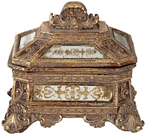 Kensington Hill Florentine 5 3/4" Wide Antique Gold Mirrored Jewelry Box