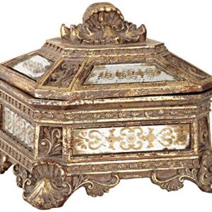 Kensington Hill Florentine 5 3/4" Wide Antique Gold Mirrored Jewelry Box