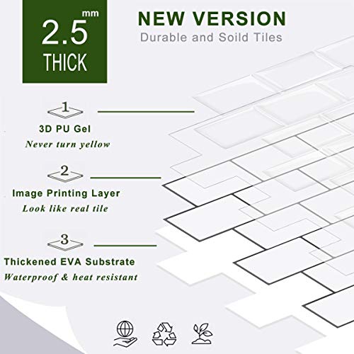 STICKGOO 10-Sheet Teal Arabesque Tile Peel and Stick Backsplash, 12”X12” Self Adhesive Wall Tiles, Stick on Backsplash for Kitchen & Bathroom (Pack of 10, Thicker Design)