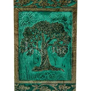 INTAJ Cremation Urn for Human Ashes - Wooden Urn Box for Ashes Handcrafted - Tree of Life Memorial Urn Funeral Cremation Urns (L(11.25x6.25) 250Cu, Teal Green)