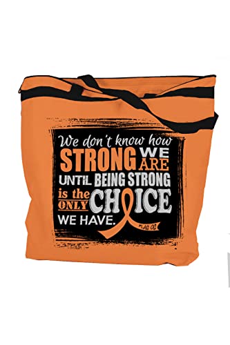 Fight Like a Girl How Strong We Are Darcey Tote Bag for Leukemia, Multiple Sclerosis, Kidney Cancer Awareness - Orange Ribbon