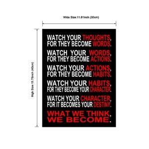 Pyradecor Watch Your Thoughts Motivational Classroom Poster Modern Canvas Prints Wall Art Paintings Ready to Hang for Office Living Room Home Decorations Stretched Pictures Artwork