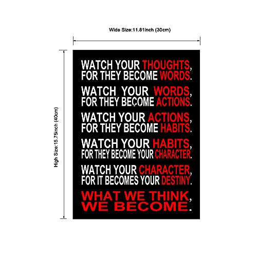 Pyradecor Watch Your Thoughts Motivational Classroom Poster Modern Canvas Prints Wall Art Paintings Ready to Hang for Office Living Room Home Decorations Stretched Pictures Artwork