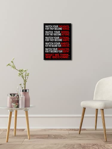 Pyradecor Watch Your Thoughts Motivational Classroom Poster Modern Canvas Prints Wall Art Paintings Ready to Hang for Office Living Room Home Decorations Stretched Pictures Artwork